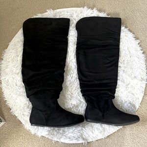 New with Box Wild Diva over knee slouchy flat faux suede black boots